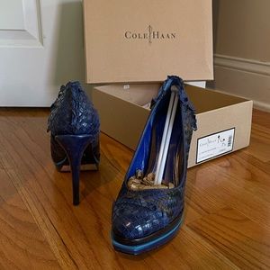 Cole Haan | Chelsea Double Platform Pump | Cobalt / Grey / Black Heel